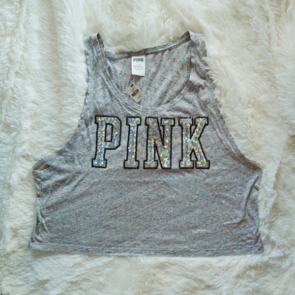 PINK Victoria's Secret Tops - VS Pink Bling tank Crop top size large PINK Victoria's Secret Tops - VS Pink Bling tank Crop top size large